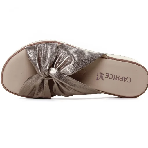 Mules Compensées Caprice 27202 Taupe Metallic