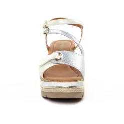 Nu-Pieds Compensés Mamzelle Patou Argent Ecru
